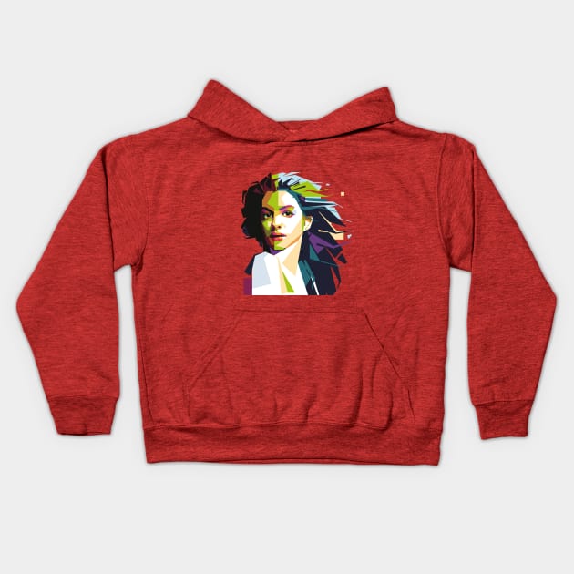 Anne Hathaway Portrait Kids Hoodie by Clicky Commons